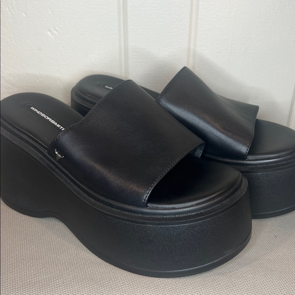 Wedge Windsor Smith in leather, colour black, Model: ABANDON BLACK LEATHER y2k